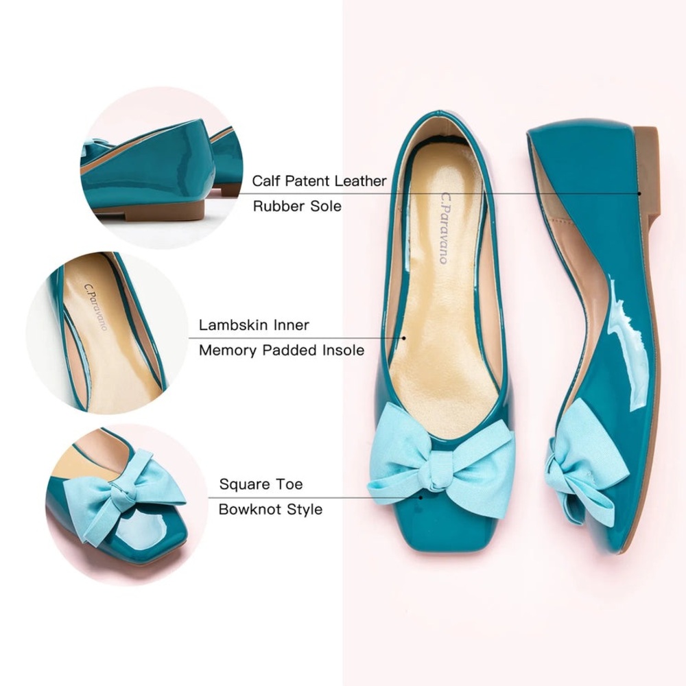 C. Paravano Patent Bow Ballerina Flats (Eva) - Picture 3 of 7